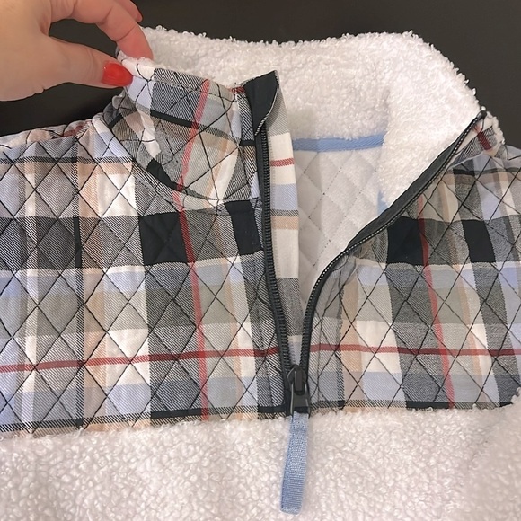Vera Bradley Teddy Fleece Half-Zip Pullover quilted tartan detail mockneck L - Picture 8 of 12